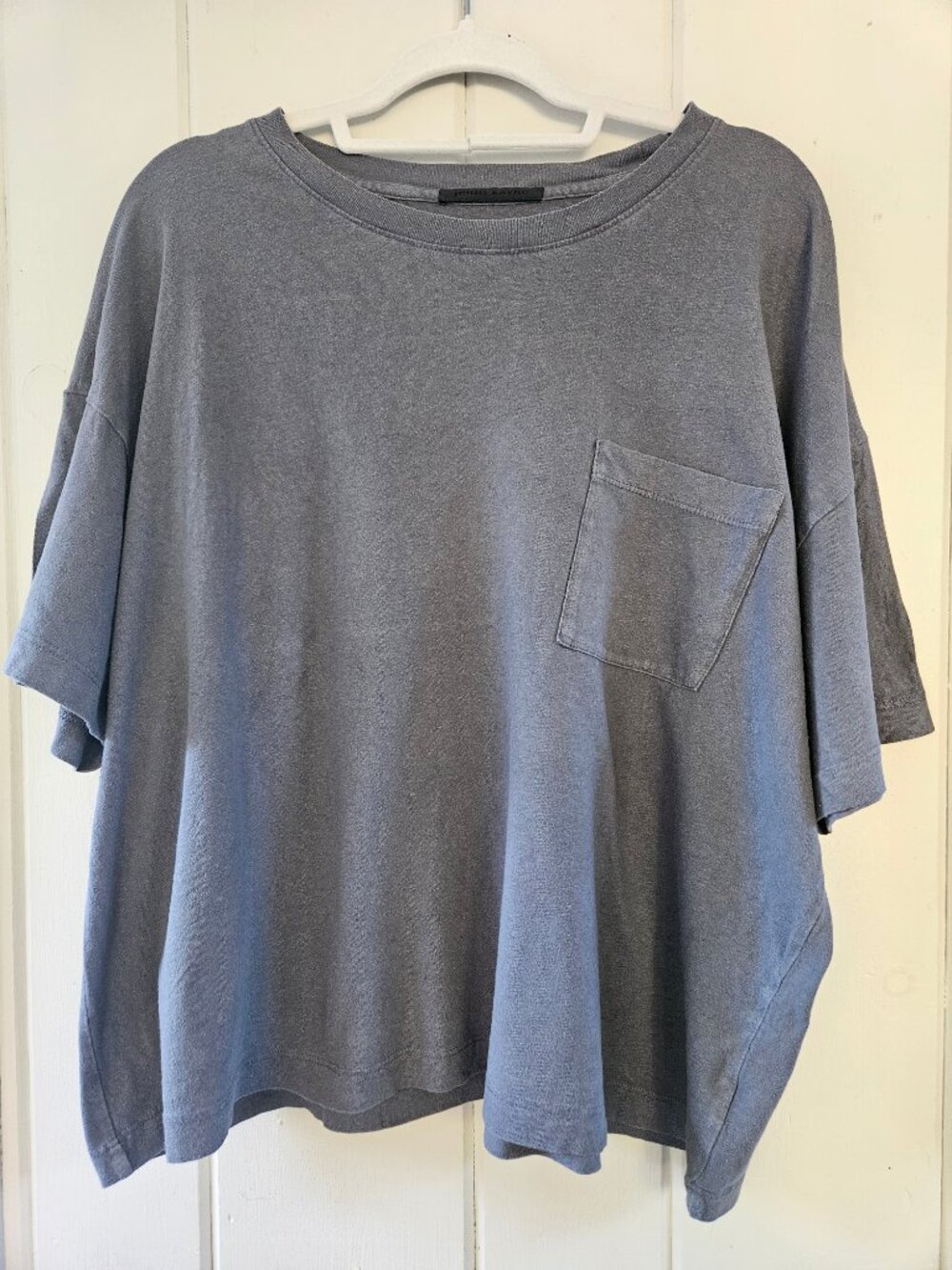 Jenni Kayne Charcoal Gray Vintage Pocket Tee Oversized Boxy Size Large
